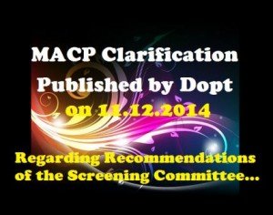 MACP Clarification on 11.12.2014