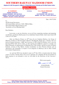 kanniah letter regarding strike