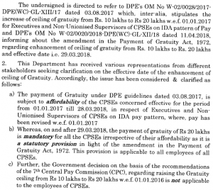 grtuity order for cpse