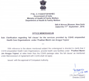 CGHS rates clarification 11.9.2018