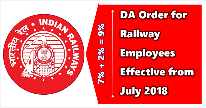DA for railway employees jul 2018
