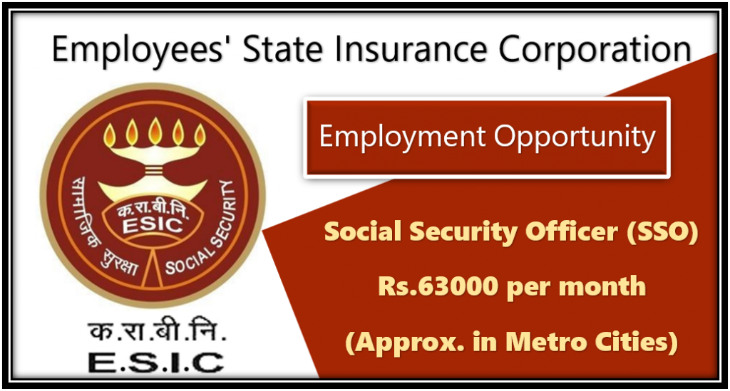 Recruitment in ESI Corporation 2018 - Last Date 5.10.2018