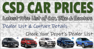 CSD Car, Bike and Scooter Rate List