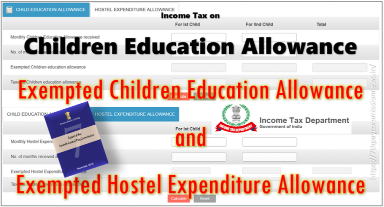 Children Education Allowance Income Tax Online Tool for CG Employees