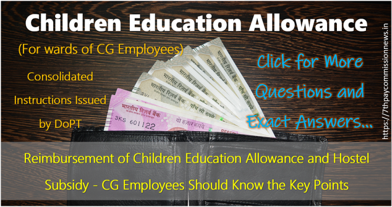 Reimbursement of Children Education Allowance and Hostel Subsidy - CG Employees Should Know the Key Points