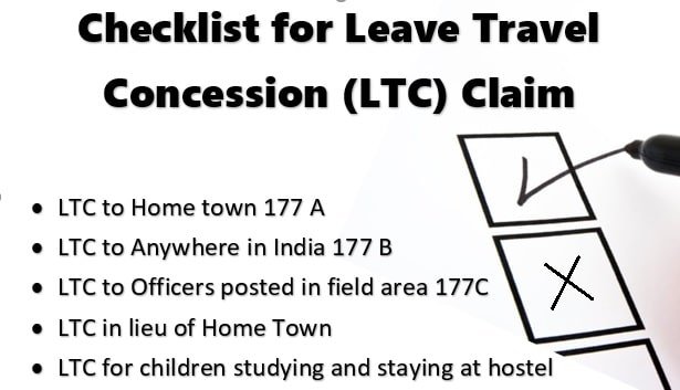 Checklist for Leave Travel Concession (LTC) Claim - LTC in lieu of Home Town