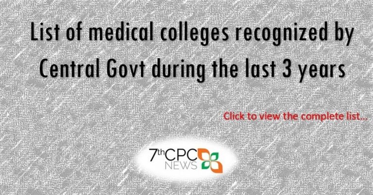 List of medical colleges recognized by Central Govt during the last 3 years