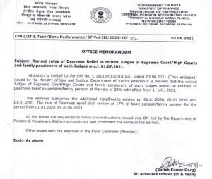 28% DR from July 2021 to Retired Judges of Supreme Court High court PDF