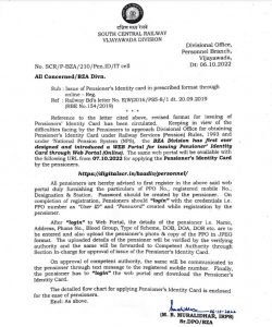 Revised Format of Identity Card for Railway Pensioners