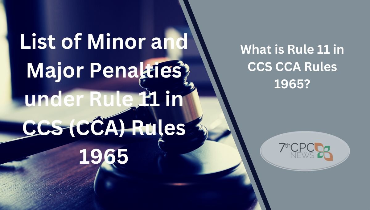 List of Minor and Major Penalties under Rule 11 in CCS (CCA) Rules 1965 for CG Employees