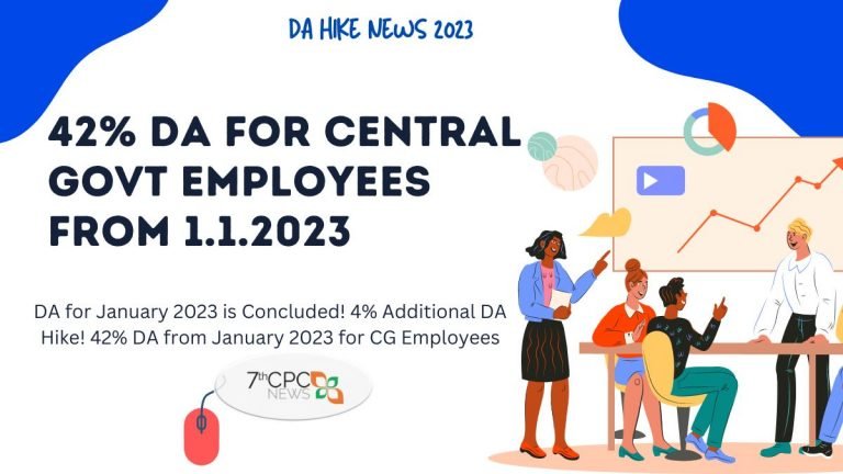42% DA for Central Government Employees from 1.1.2023