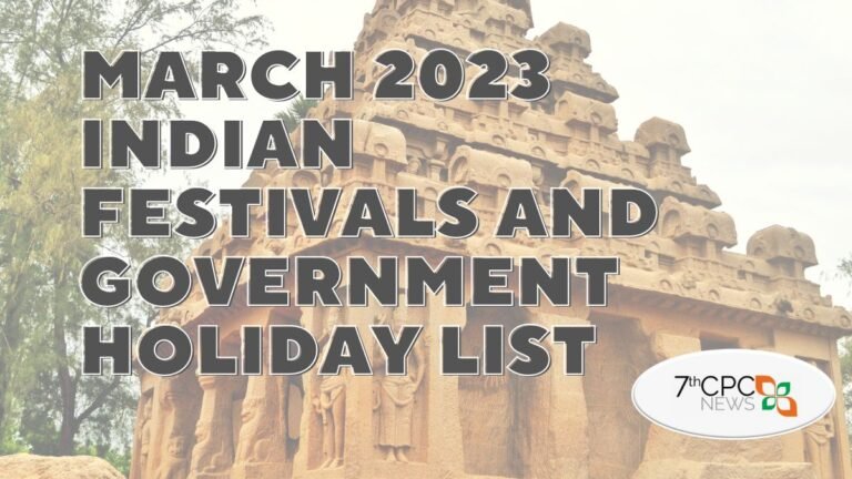 Indian Festival and Government Holiday list in March 2023