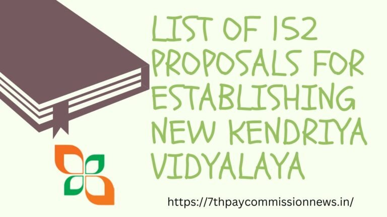 List of 152 Proposals for Establishing New Kendriya Vidyalaya