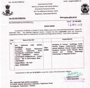 Vascular Care Centre, Somajiguda, Hyderabad Under CGHS PDF