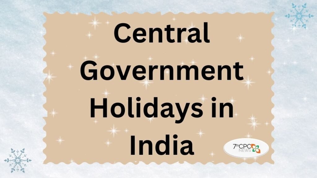Central Govt Holiday List in India PDF