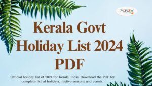 Kerala Govt Holiday List 2024 PDF Download