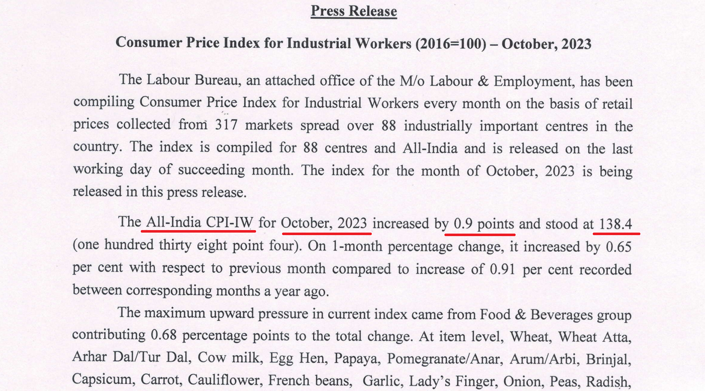CPI for October 2023 Press Release PDF