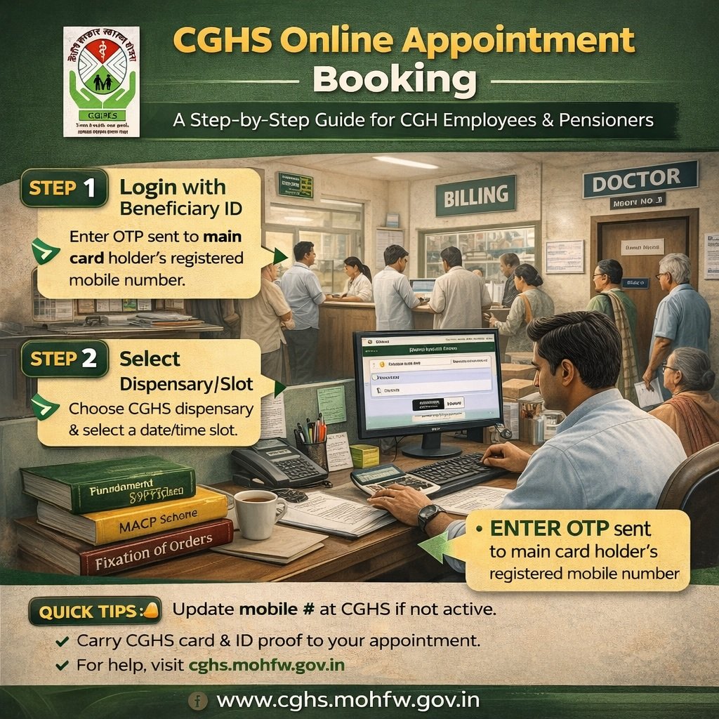 CGHS Online Appointment Booking mobie registration