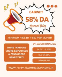 58% DA Hike Cabinet Approved Today 1.10.2025