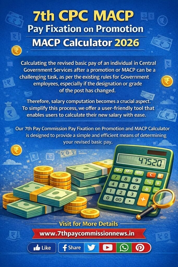 7th CPC MACP Pay Fixation on Promotion MACP Calculator 2026