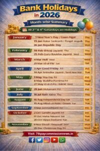 Bank Holiday Calendar 2026 Jan to Dec Complete List