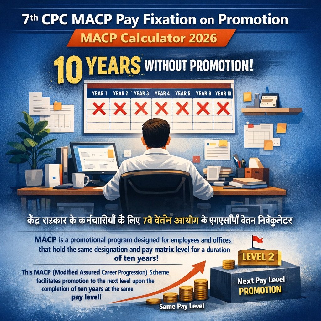 7th CPC MACP Pay Fixation on Promotion MACP Calculator 2026