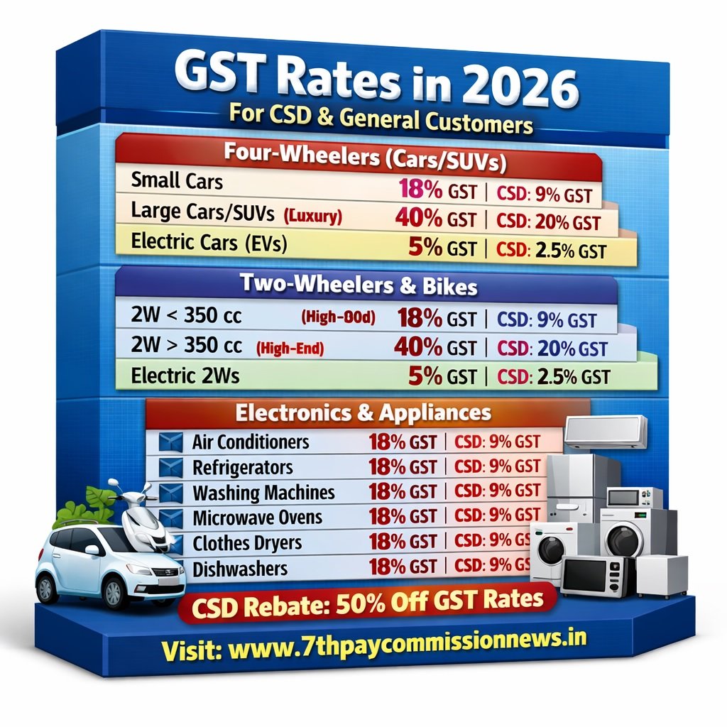 GST rates applicable for CSD Canteen 2026