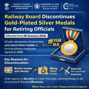 No Gold Plated Silver Medals for Retiring Railway Employees and officers