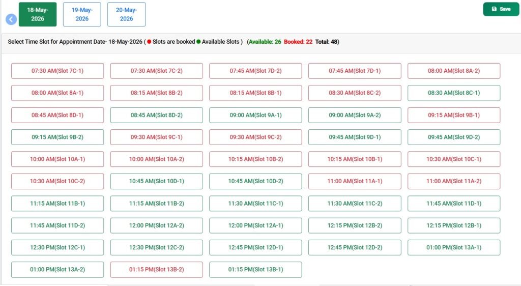 cghs online appointment slot selection board 2026