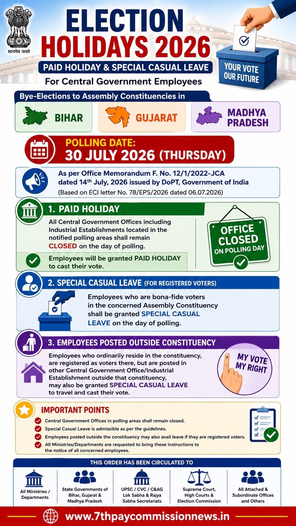 Paid Holiday for Central Government Employees in July 2026